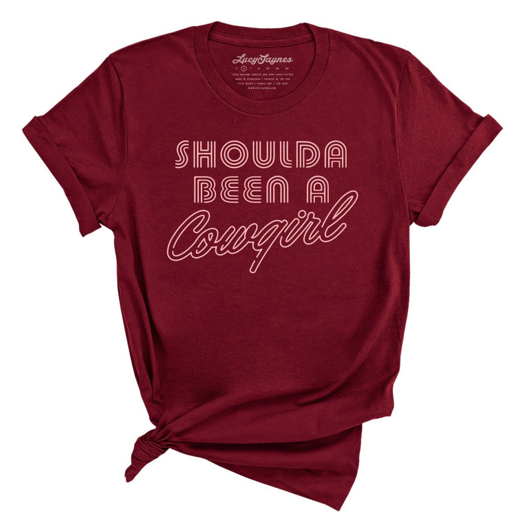 Should of Been a Cowgirl Retro Neon Graphic Tee - Cardinal