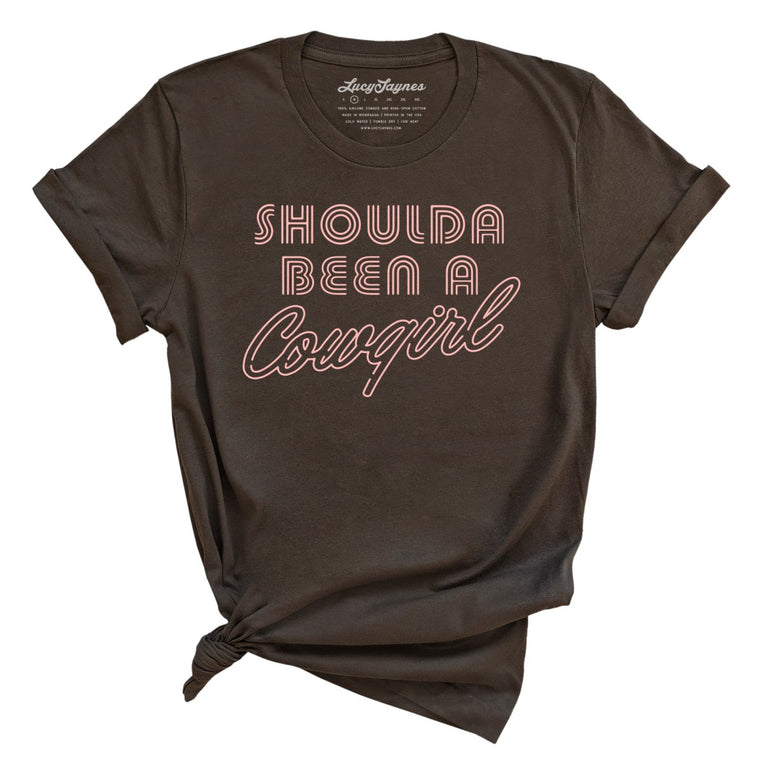Should of Been a Cowgirl Retro Neon Graphic Tee - Brown