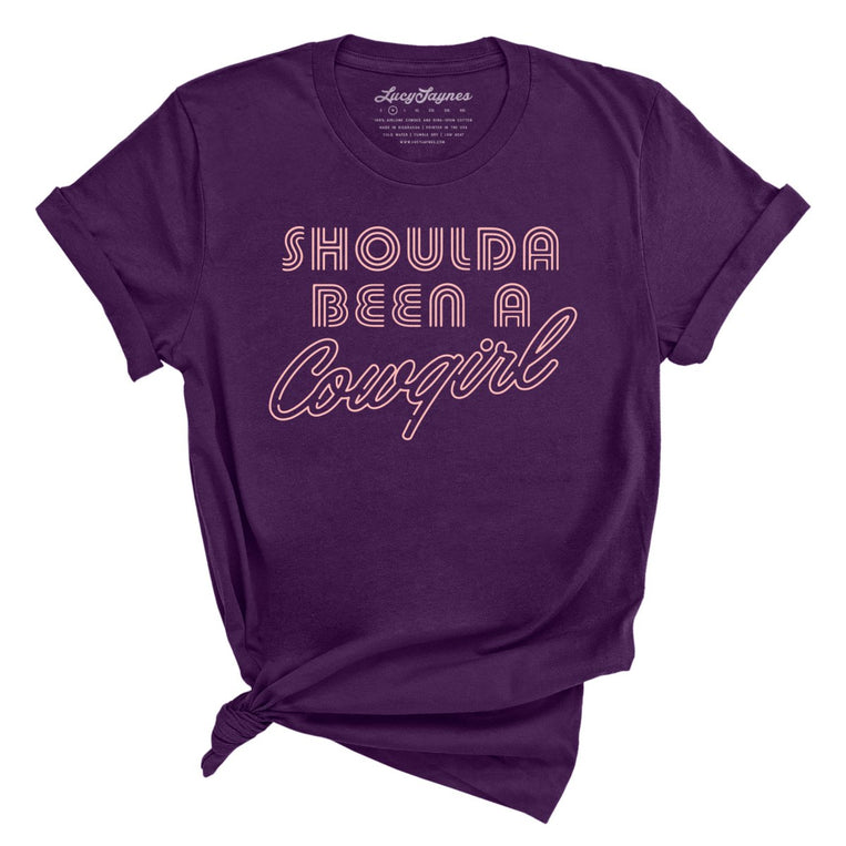 Should of Been a Cowgirl Retro Neon Graphic Tee - Team Purple