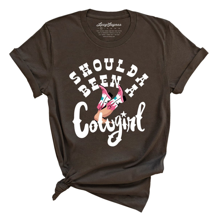Should of Been a Cowgirl Graphic Tee - Brown