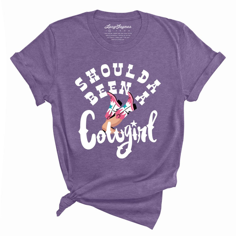 Should of Been a Cowgirl Graphic Tee - Heather Team Purple