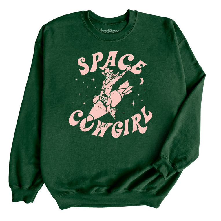 Space Cowgirl Graphic Sweatshirt - Forest