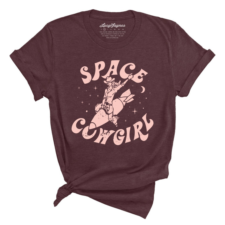 Space Cowgirl Graphic Tee - Heather Maroon