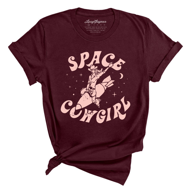 Space Cowgirl Graphic Tee - Maroon