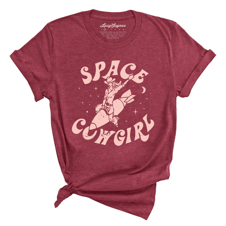 Space Cowgirl Graphic Tee - Heather Raspberry