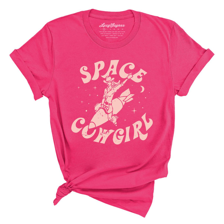 Space Cowgirl Graphic Tee - Fuchsia