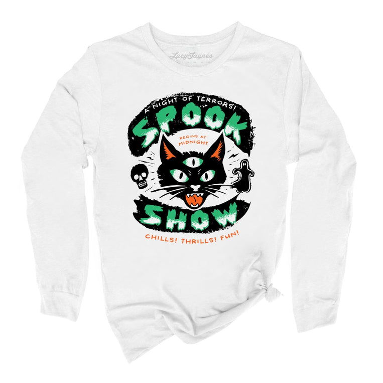 Spook Show Graphic Long Sleeve Tee - White