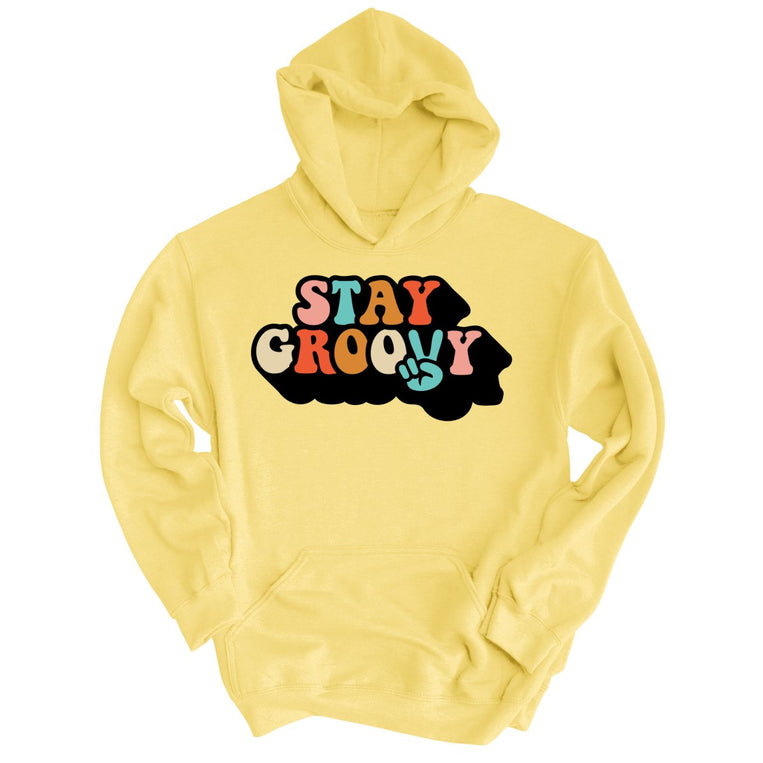 Stay Groovy Graphic Hoodie - Light Yellow