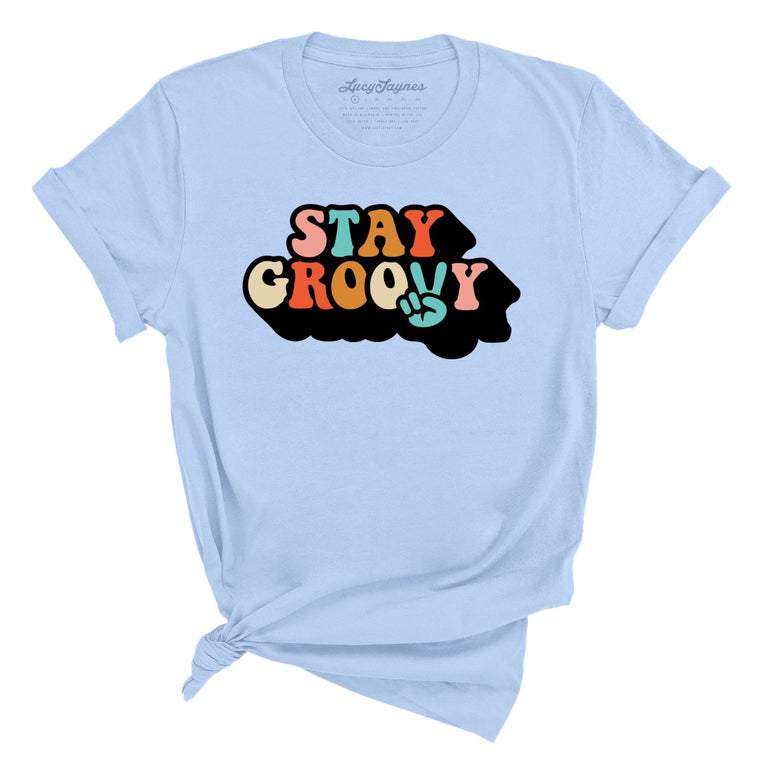 Stay Groovy Graphic Tee - Light Blue