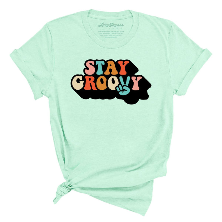 Stay Groovy Graphic Tee - Heather Mint