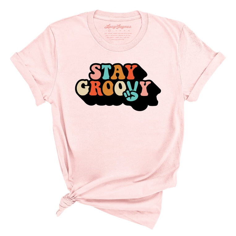 Stay Groovy Graphic Tee - Soft Pink