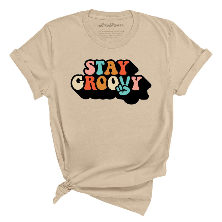 Stay Groovy Graphic Tee - Tan