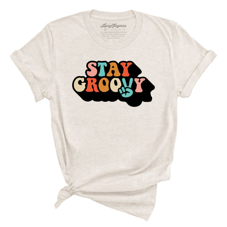 Stay Groovy Graphic Tee - Heather Dust