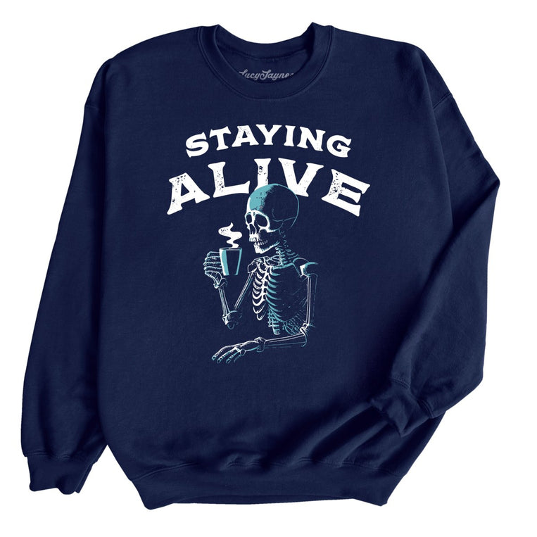Staying Alive Graphic Sweatshirt - Navy