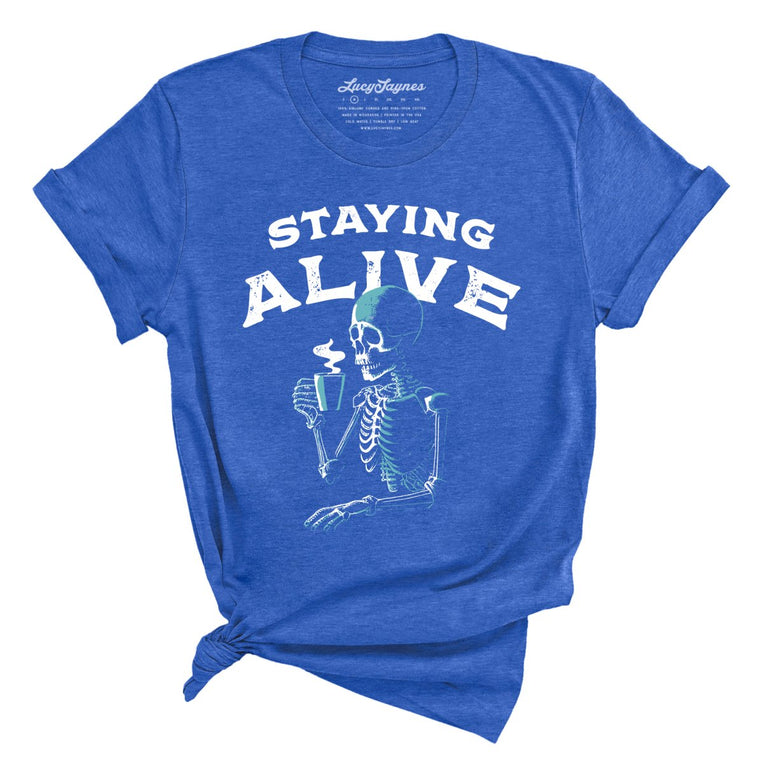 Staying Alive Graphic Tee - Heather True Royal