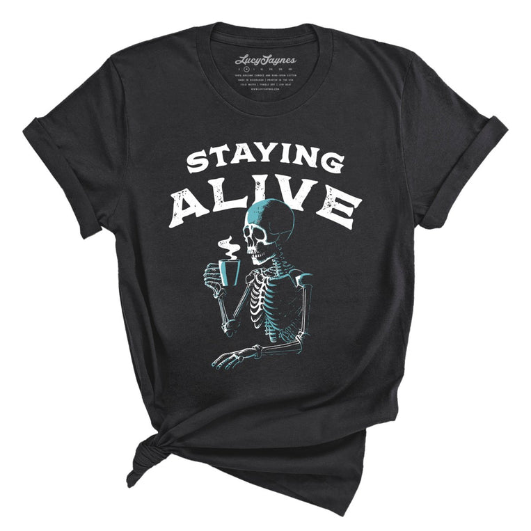 Staying Alive Graphic Tee - Dark Grey