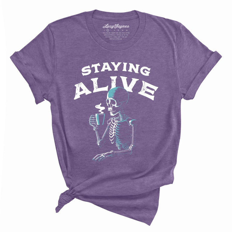 Staying Alive Graphic Tee - Heather Team Purple