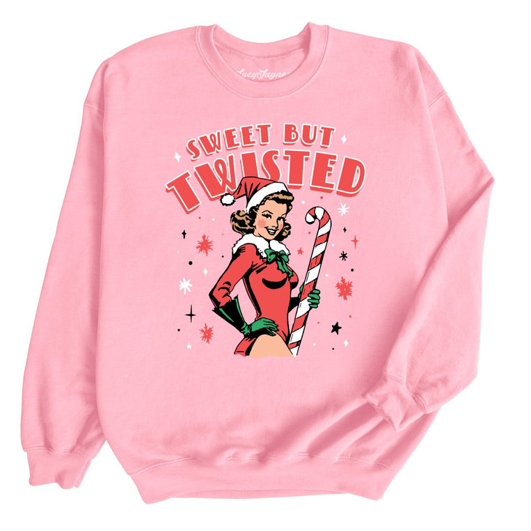 Sweet But Twisted Graphic Sweatshirt - Light Pink