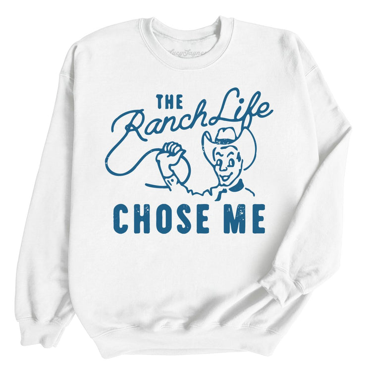 The Ranch Life Chose Me Graphic Sweatshirt - White