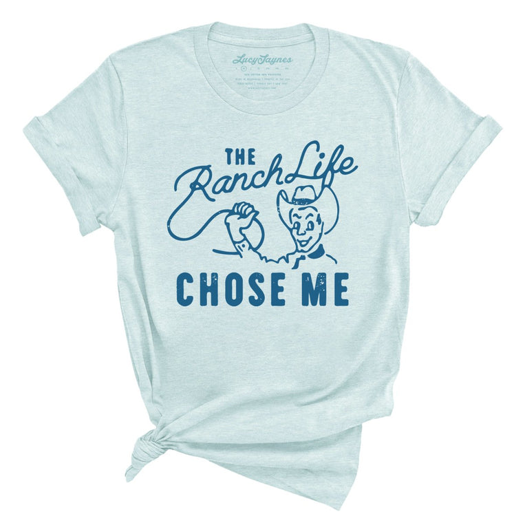 The Ranch Life Chose Me Graphic Tee - Heather Ice Blue