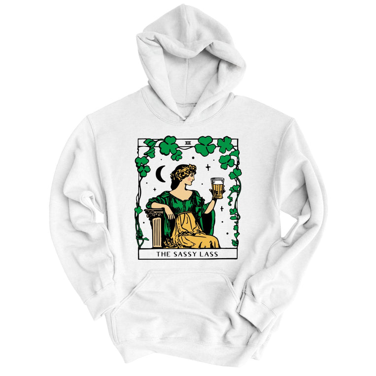 The Sassy Lass Tarot Card Graphic Hoodie - White