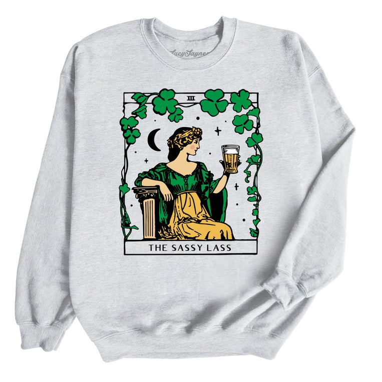 The Sassy Lass Tarot Card Graphic Sweatshirt - Ash