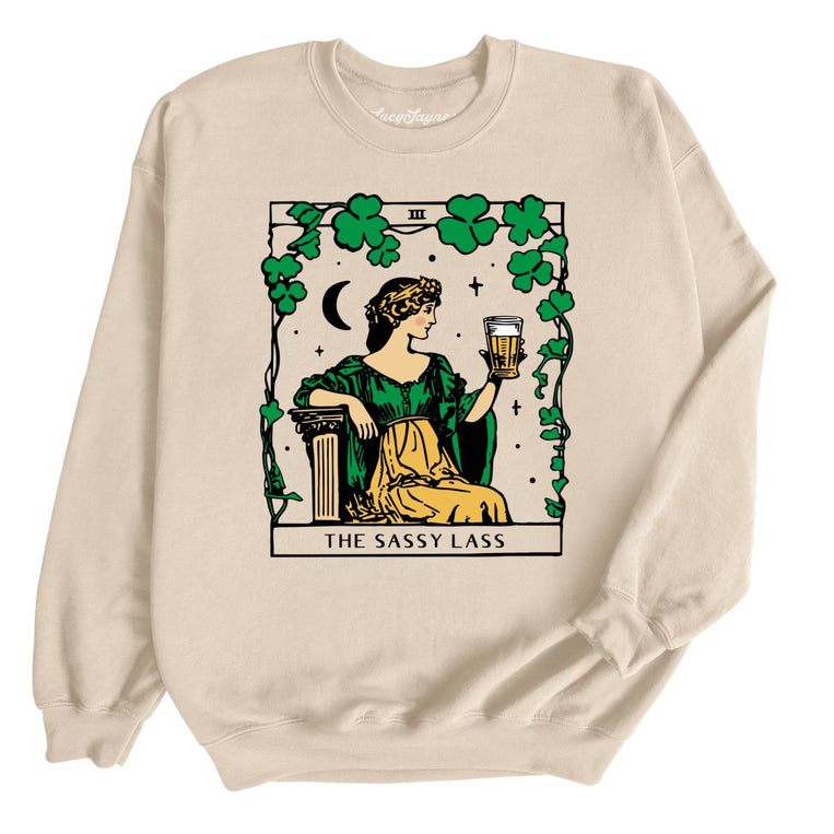 The Sassy Lass Tarot Card Graphic Sweatshirt - Sand