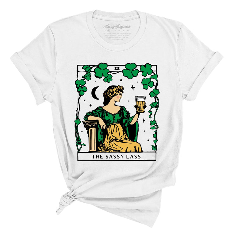 The Sassy Lass Tarot Card Graphic Tee - White