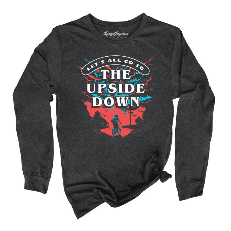 The Upside Down Graphic Long Sleeve Tee - Dark Grey Heather