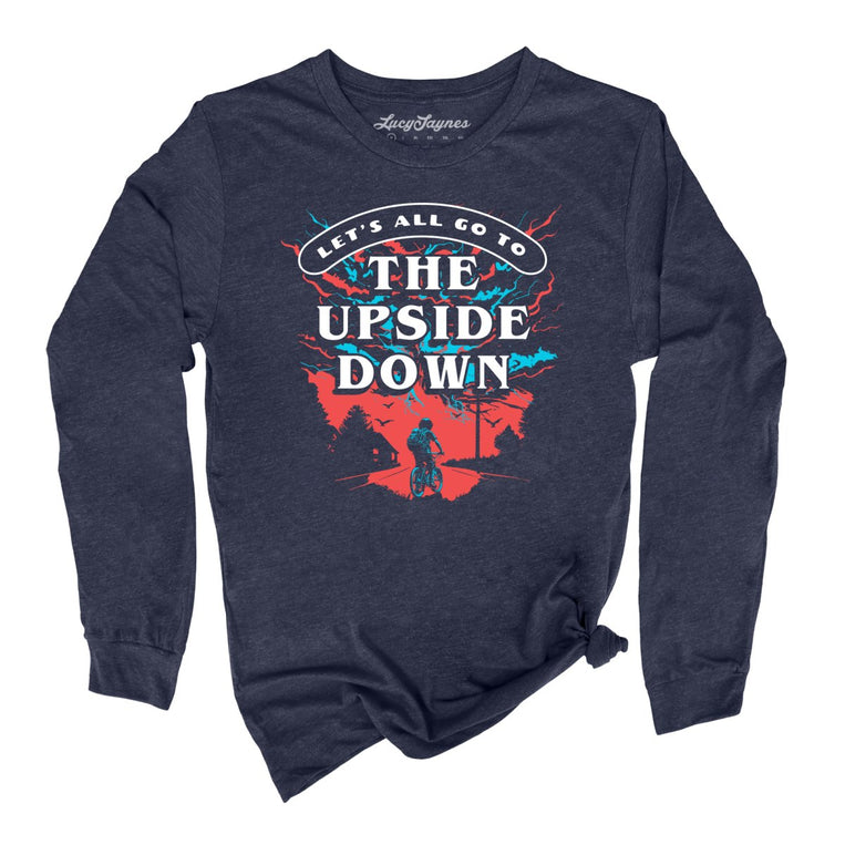 The Upside Down Graphic Long Sleeve Tee - Heather Navy