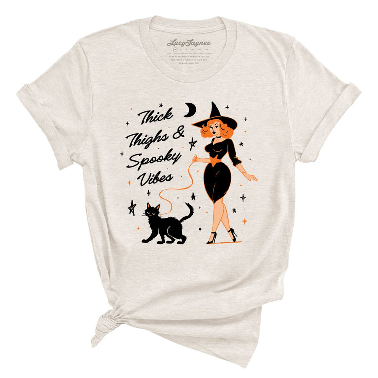 Thick Thighs and Spooky Vibes Graphic Tee - Heather Dust