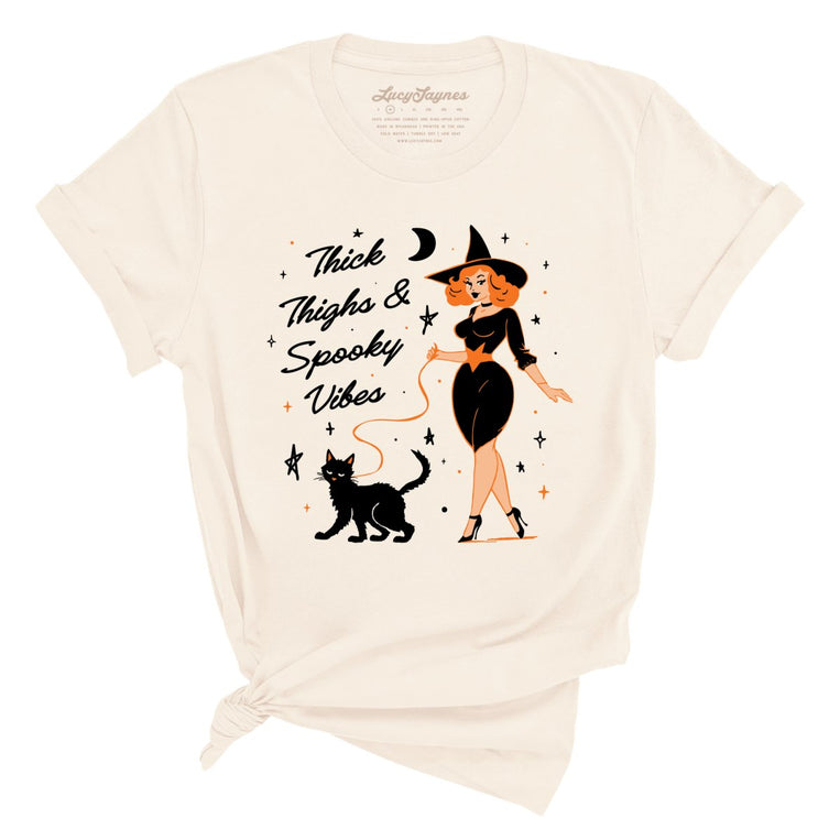 Thick Thighs and Spooky Vibes Graphic Tee - Natural