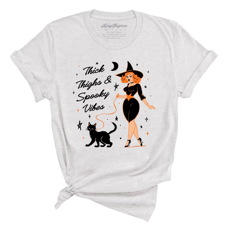 Thick Thighs and Spooky Vibes Graphic Tee - Ash