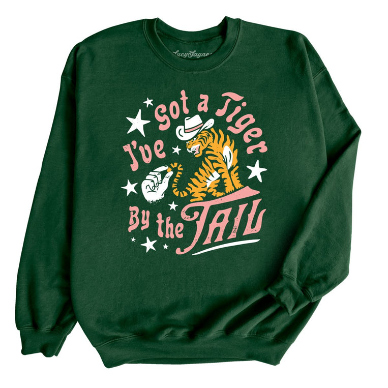 Tiger By The Tail Graphic Sweatshirt - Forest