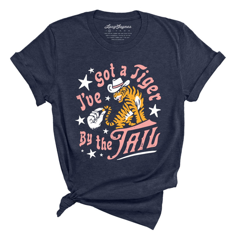 Tiger By The Tail Graphic Tee - Heather Midnight Navy