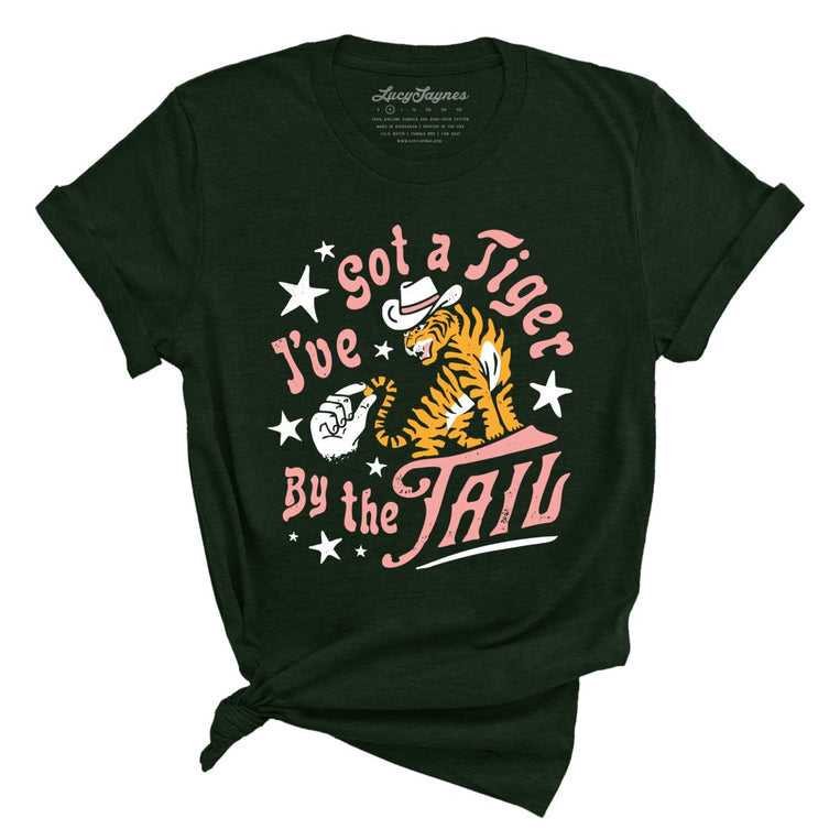 Tiger By The Tail Graphic Tee - Heather Emerald