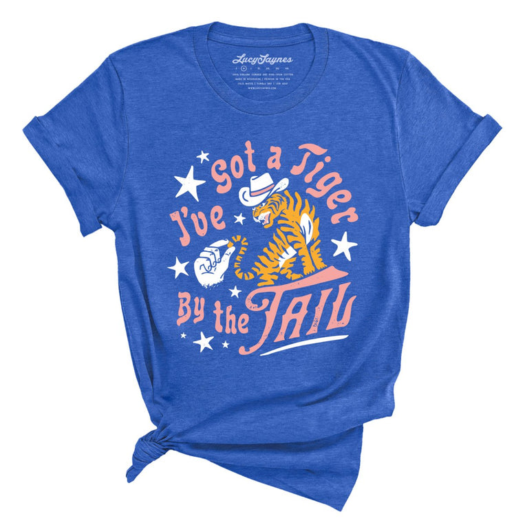 Tiger By The Tail Graphic Tee - Heather True Royal