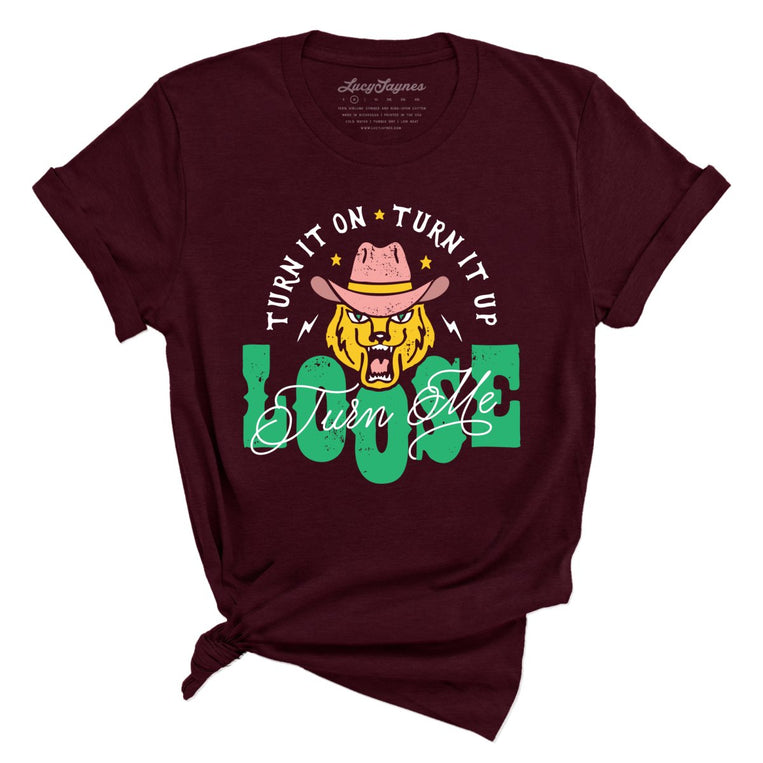 Turn Me Loose Graphic Tee - Heather Cardinal