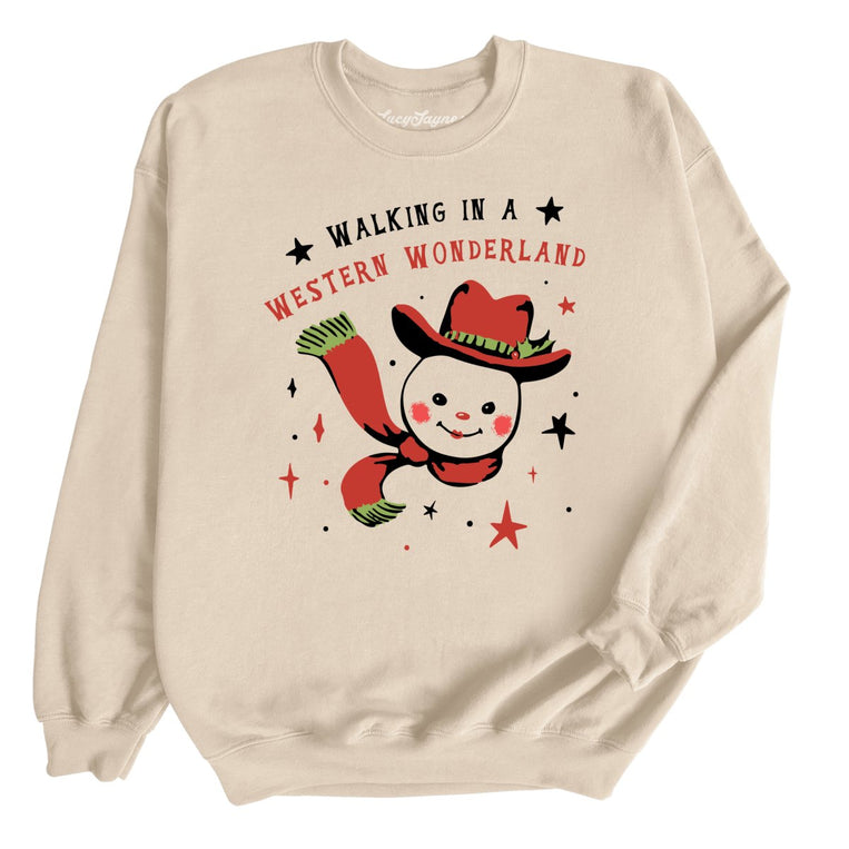 Walking in a Western Wonderland Graphic Sweatshirt - Sand