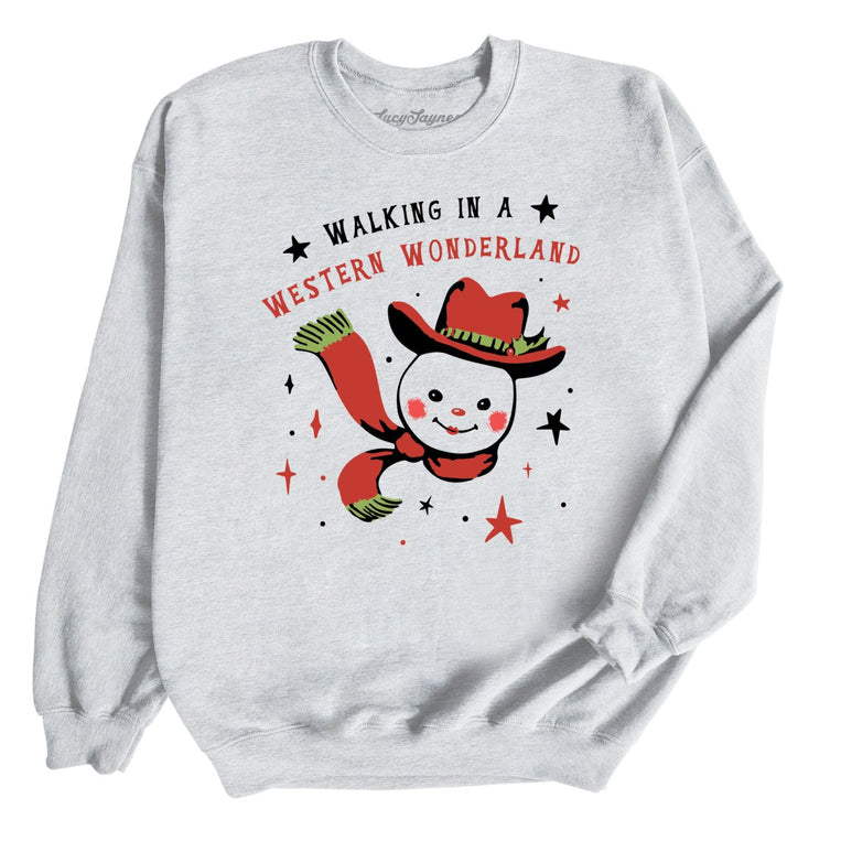 Walking in a Western Wonderland Graphic Sweatshirt - Ash