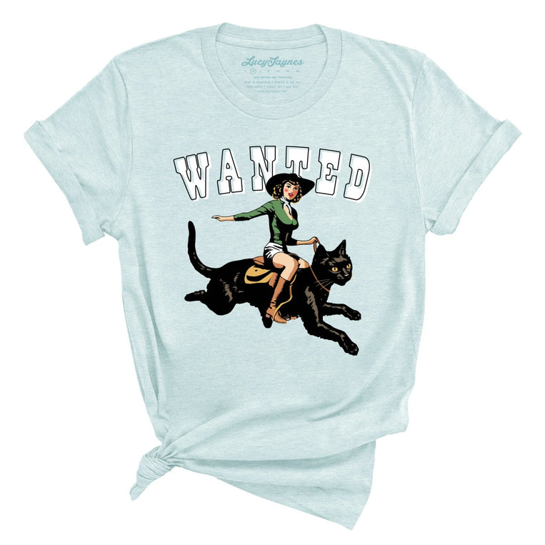 Wanted Graphic Tee - Heather Ice Blue