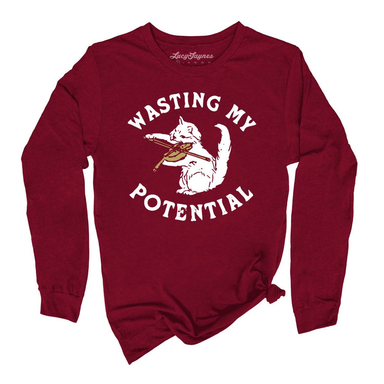 Wasting My Potential Graphic Long Sleeve Tee - Cardinal