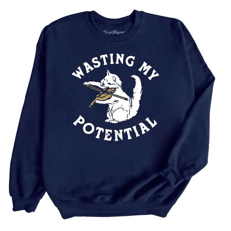 Wasting My Potential Graphic Sweatshirt - Navy