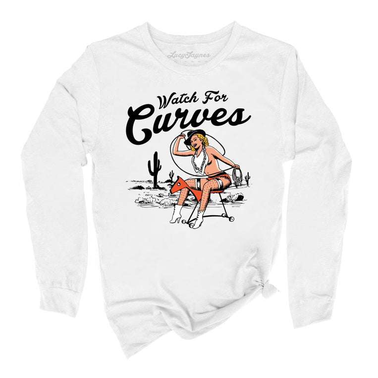 Watch For Curves Graphic Long Sleeve Tee