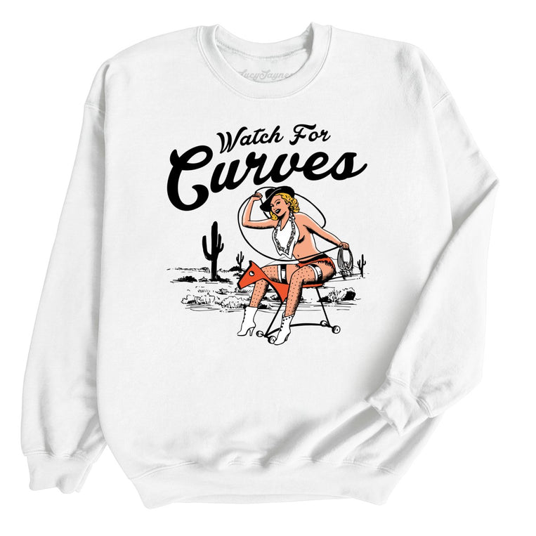 Watch For Curves Graphic Sweatshirt - White