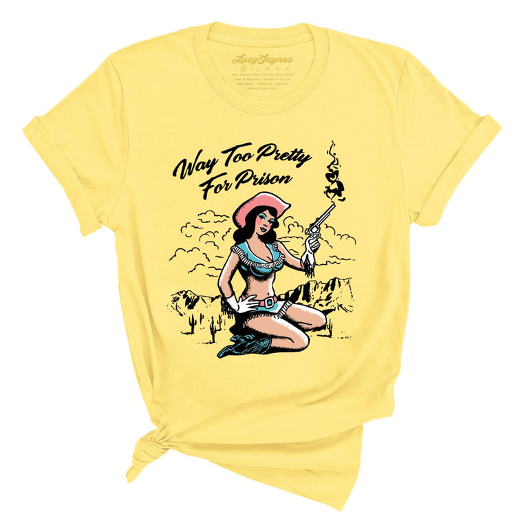 Way Too Pretty For Prison Graphic Tee - Yellow
