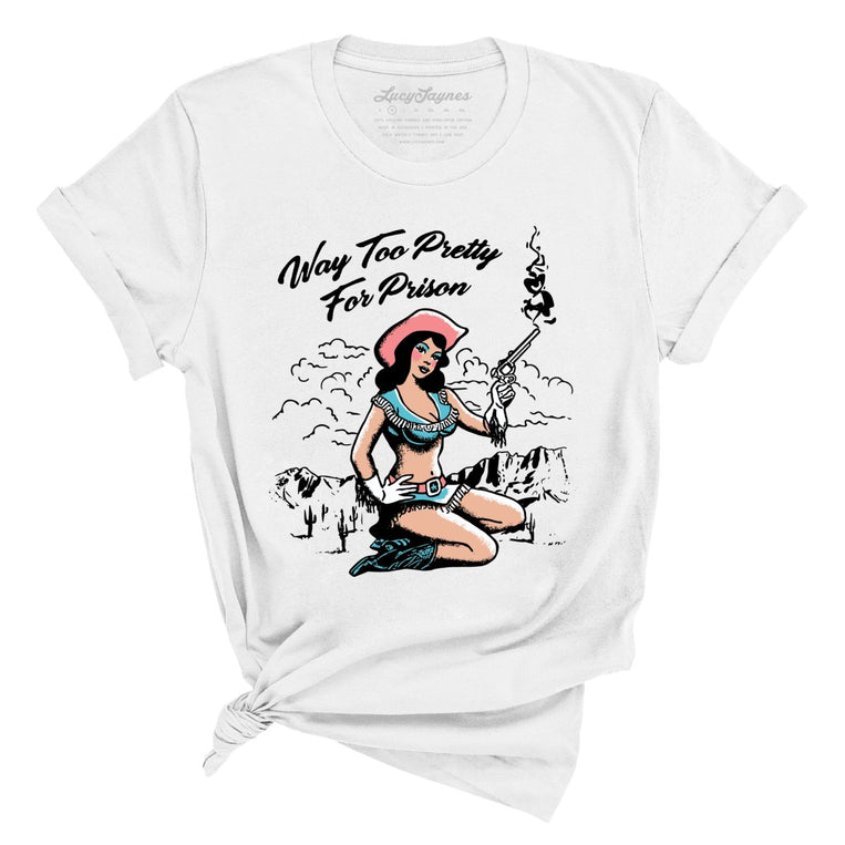 Way Too Pretty For Prison Graphic Tee - White