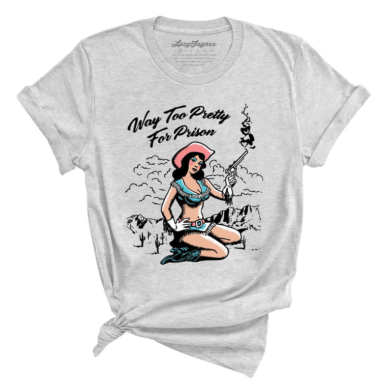 Way Too Pretty For Prison Graphic Tee - Athletic Heather