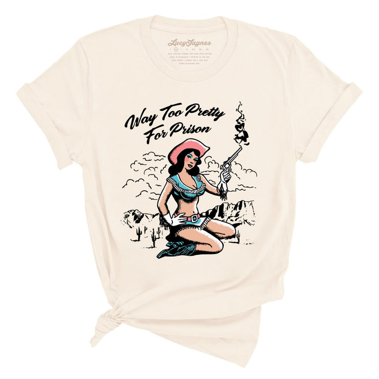 Way Too Pretty For Prison Graphic Tee - Natural