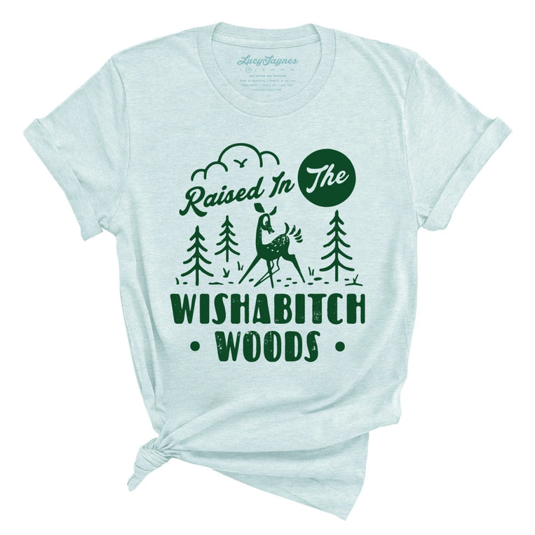 Wishabitch Woods Graphic Tee - Heather Ice Blue